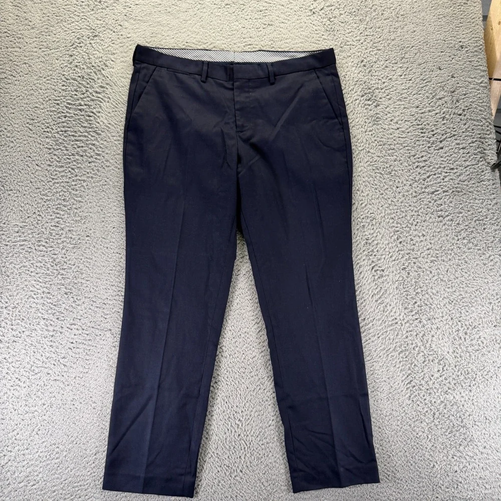 Express Pant Men's 36x28 Blue Polyester Chino Straight Business Career Stretch
